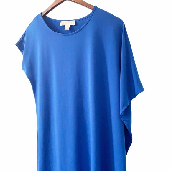 MICHAEL Michael Kors Blue Asymmetrical Dress Womens XS Grecian Flattering Slinky - Picture 3 of 9